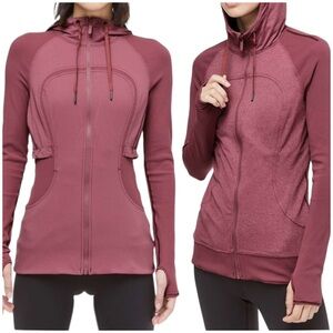 Lululemon Dance Studio Jacket in Merlot Red Reversible Hooded - Sz 8 Rare Color